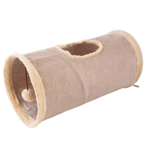 LejeMaek Cat Tunnel, Suede Fabric Straight Cat Tube, 20x10x10 Inch Cat Play Tunnel with Top Hole & Hanging Ball, Collapsible Cat Tunnels for Indoor Cats Cat Tube von LejeMaek