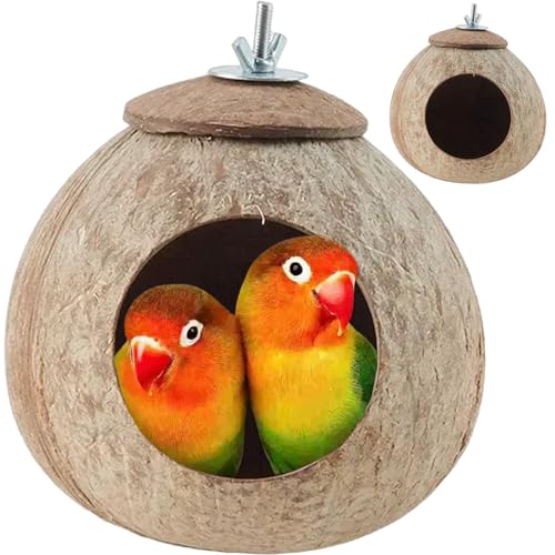 LejeMaek Coconut Hide for Bird, 4.7-5.3" Natural Screw-On Bird House for Cage with 2.4" Hole, Breathable Moisture-Absorbent Bird House for Small-Sized Bird Bird House for Cage von LejeMaek