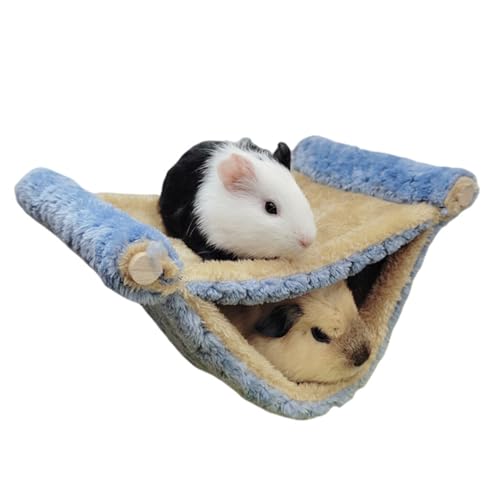 LejeMaek Frettchen Hängematte 7x5x10 Zoll Dual -Layer Hamster Hängematte weich und warm Samt Stoff Meerschweinchen Hängemattenblau Hamster Hängematte für Käfig von LejeMaek