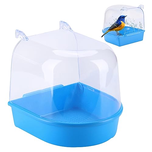 LejeMaek Vogelbad für Käfigzubehör Badewanne mit Haken 5.12X5.12X5.31 Zoll Anti-Rutschhänge-Papageienbad Box für kleine Vögel Cockatiel Brudgiesbath von LejeMaek