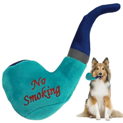 LejeMaek Zigarettenhundspielzeug, rauchende Pfeifform Funny Hundespielzeug mit quietschendem Sound, interaktiver Verschleiß-resistenter Plüschhundspielzeug Peacock Blue Pet Supplies von LejeMaek