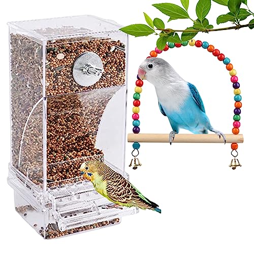 Vogelfutterhäuse 2pcs 7.28x2.95x2,95 Zoll transparent hängende Kunststoffautomatik -Vogel -Käfig -Futterspeicher -Spielzeug -Spielzeug für Papagei Cockatiels Finchescage von LejeMaek