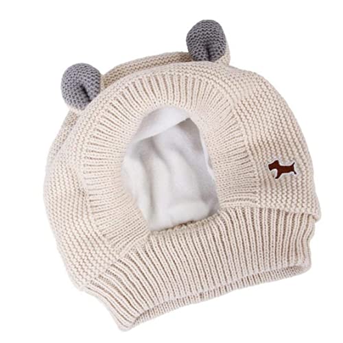 Winter Haustier Strickhut süße warme Hundekappe Ruhige Ohren Muffs Lärmschutz Hut Beige Haustier gestrickt von LejeMaek