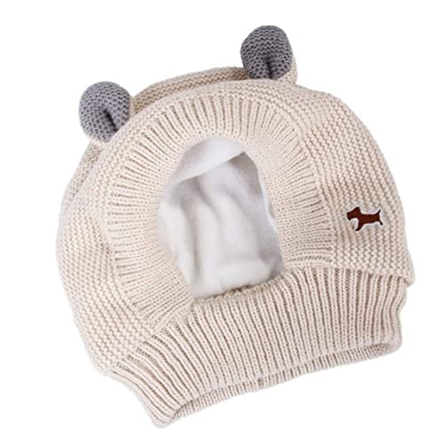 LejeMaek Winter Haustier Strickhut süße warme Hundekappe Ruhige Ohren Muffs Lärmschutz Hut Beige von LejeMaek