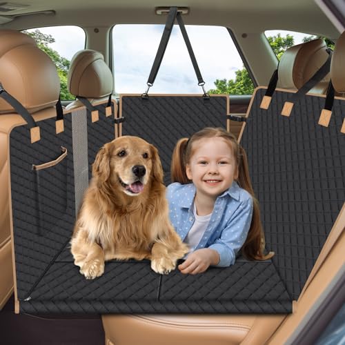 Lekeinchi Hundedecke Auto Rückbank - Auto Hundedecke Rücksitz mit Acht Stabilen Hartholzplatten und Sicherheitsgurten - Wasserdicht & Kratzfest & Sturzprävention Hundematte für Auto, SUV, LKW, Schwarz von Lekeinchi