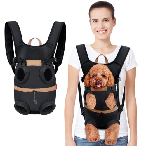 Lekereise Hundetragerucksack, verstellbar, für Hunde und Katzen, mit Beinen, leicht anzubringen, für kleine Hunde und Katzen, Größe M, Schwarz von Lekereise