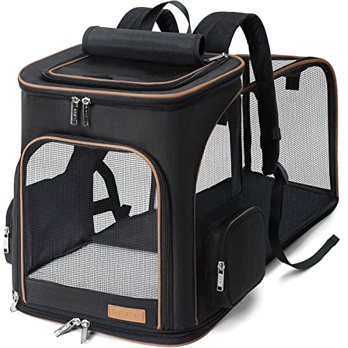 Lekesky Erweiterbar Katzen Rucksack Hunderucksack, Katzenrucksack Groß für für kleine Katzen und Hunde, Faltbare Katzen Transport Rucksack, Schwarz von Lekesky