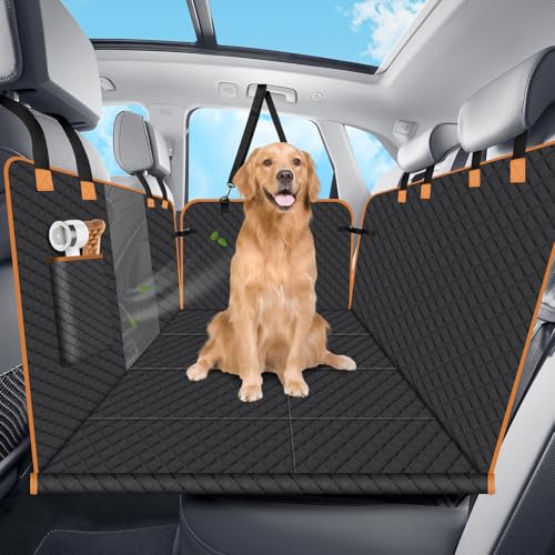 Lekespring Hundedecke Auto Rückbank Fester Boden - 4 Stabile Platten Hundedecke Rücksitzbank mit Harter Unterseite, Wasserdicht Autoschondecke Hund Rücksitz für Pkws, SUVs (L, Schwarz) von Lekespring