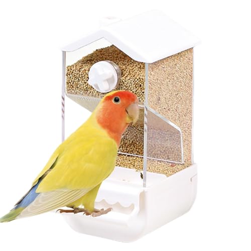 Sittich-Futterspender für Vogelkäfig, Sittich-Futterspender, No Parrot Dishes Zubehör für Sittichkäfige, Transparente, spritzwassergeschützte Vogelfutterbox für Wellensittiche, von Lembeauty