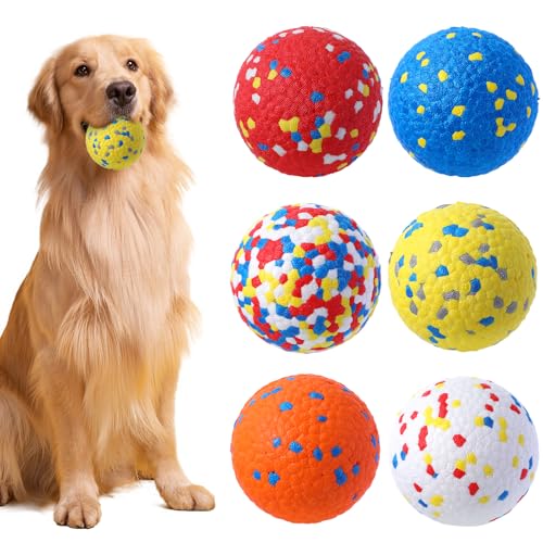 Hundespielzeug-Ball für aggressive Kauer, interaktiver Hundeball, Hundespielzeug gegen Langeweile und stimulierend, federnd, schwimmender Ball, Gummiball für große, mittelgroße und kleine Welpen, 6 von Lemecima