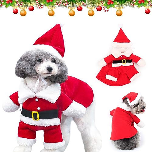 Hundekostüm Weihnachten, Weihnachtskostüm für Katzen 2 Pcs weihnachtsoutfit Hund Katzenbekleidung mit Mütze Pet Hoodies warme Hundemantel für Winter (L) von Lemotoy