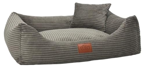 Leo4dog Hundebett Cord Waschbar Bezug Für kleine mittelgroße und große Hunde Hundekissen Hundesofa Hundekorb (Braun, L 100x80) von Leo4dog