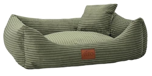 Leo4dog Hundebett Cord Waschbar Bezug Für kleine mittelgroße und große Hunde Hundekissen Hundesofa Hundekorb (Olive, 115x90) von Leo4dog