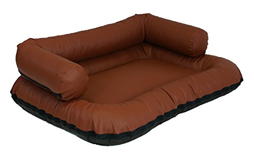 Leo4dog. Sofa Kunstleder. Hundebett. Hundekissen. Hundesofa Größen (M 80x60, Braun) von Leo4dog