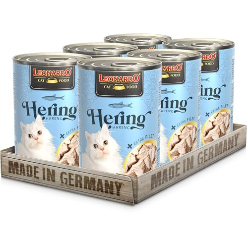 LEONARDO Hering + extra Filet | (6 x 400g) Hering + extra Truthahnfilet | Nassfutter mit extra Filet | Getreidefrei mit extra hohem Fleischanteil von Leonardo