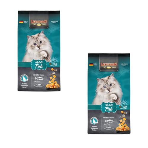 LEONARDO Trockenfutter Adult Fish | Doppelpack | 2 x 300 g | Speziell für Katzen ab dem 12. Lebensmonat | Die gesunde Vielfalt aus dem Meer | Mit natürlichen Omega-3 Fettsäuren von Leonardo