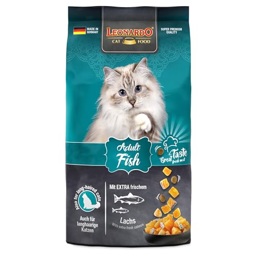 LEONARDO Katzenfutter Adult Fish, 300g Beutel, Lachs, Trockenfutter für ausgewachsene Katzen Aller Rassen ab 1 Jahr, leicht verdaulich, Made in Germany von Leonardo