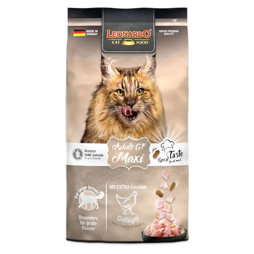 LEONARDO Katzenfutter Adult GF Maxi, 1,8kg Beutel, Geflügel, große Kroketten, getreidefreies Trockenfutter für Katzen, Made in Germany von Leonardo