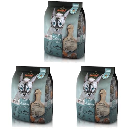 Leonardo Adult GF Salmon [300g] Katzenfutter | Getreidefreies Trockenfutter für Katzen | Alleinfuttermittel für Katzenrassen ab 1 Jahr (Packung mit 3) von Leonardo