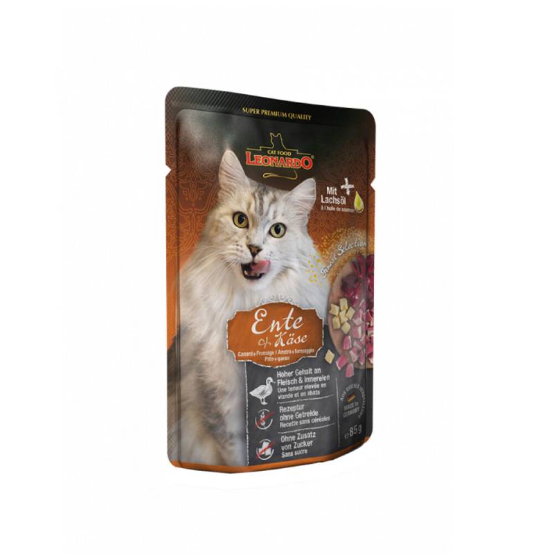 Leonardo Adult Katze Nassfutter - Ente + Käse - 16 x 85 g von Leonardo