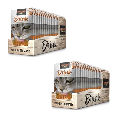 Leonardo Drink Duck | Doppelpack | 2 x 20 x 40 g | Ergänzungsfuttermittel für ausgewachsene Katzen | In praktischen Einzelportionen | Getreidefreie Fleischbrühe von Leonardo