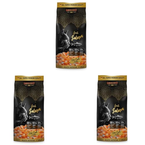 Leonardo Fresh Salmon | 3er Pack | 3 x 250 g | Getreidefreies Trockenfutter für Katzen | Mit frischem Lachs und Geflügel | Enthält Gemüse, Beeren, Kräuter und Oliven-Extrakt von Leonardo