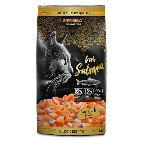 LEONARDO Fresh Salmon & Poultry [4kg] Katzenfutter | Trockenfutter mit 85% Frischfleisch für Katzen | Alleinfuttermittel für ausgewachsene Katzen Aller Rassen ab 1 Jahr von Leonardo