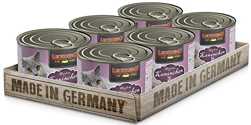 LEONARDO Nassfutter [6x200g Kaninchen] | Getreidefreies Nassfutter für Katzen | Feuchtfutter Alleinfutter aus der Dose 1,2kg von Leonardo