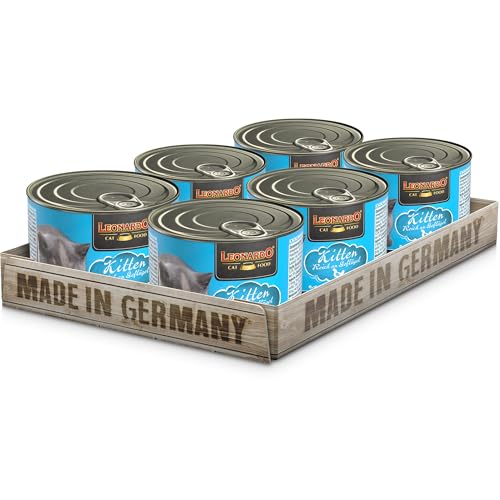 LEONARDO Kitten Katzenfutter Kitten, 6X 200 g getreidefreies Nassfutter für Kätzchen bis 1 Jahr, Alleinfuttermittel mit frischem Geflügel von Leonardo