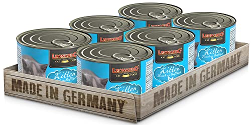 LEONARDO Kitten Katzenfutter Kitten, 6X 200 g getreidefreies Nassfutter für Kätzchen bis 1 Jahr, Alleinfuttermittel mit frischem Geflügel von Leonardo