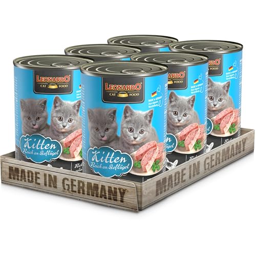 LEONARDO Kitten Katzenfutter Kitten, 6X 400 g getreidefreies Nassfutter für Kätzchen bis 1 Jahr, Alleinfuttermittel mit frischem Geflügel von Leonardo