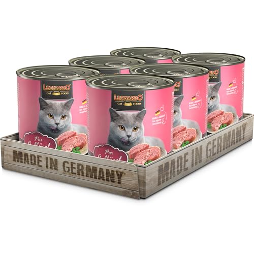 LEONARDO Nassfutter für Katzen, Geflügel pur, 6X 800g Dose, Katzenfutter getreidefrei, Alleinfutter, Made in Germany von Leonardo