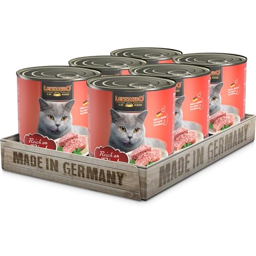 LEONARDO Nassfutter [6x800g Rind] | Getreidefreies Nassfutter für Katzen | Feuchtfutter Alleinfutter aus der Dose von Leonardo