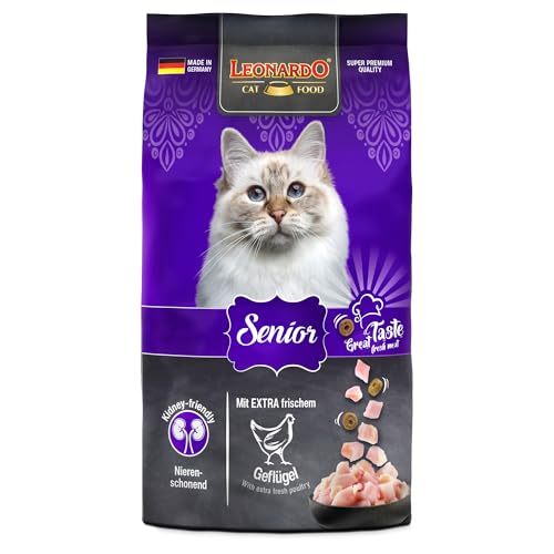 LEONARDO Senior für Katzen, 300g, mit frischem Geflügel, reduzierter Energiegehalt, Ballaststoffe aus Chiasaat, Alleinfutter, Made in Germany von Leonardo