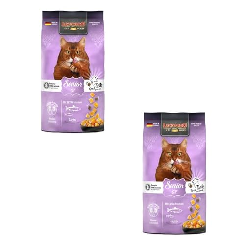 Leonardo Senior GF | Doppelpack | 2 x 300 g | Trockenfutter für ausgewachsene, ältere Katzen ab dem 10. Lebensjahr | Mit extra frischem Lachs | Rezeptur ohne Getreide von Leonardo