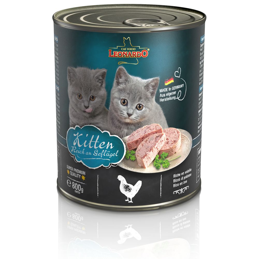 Sparpaket Leonardo Katzenfutter All Meat 24 x 800 g - Kitten (Geflügel) von Leonardo