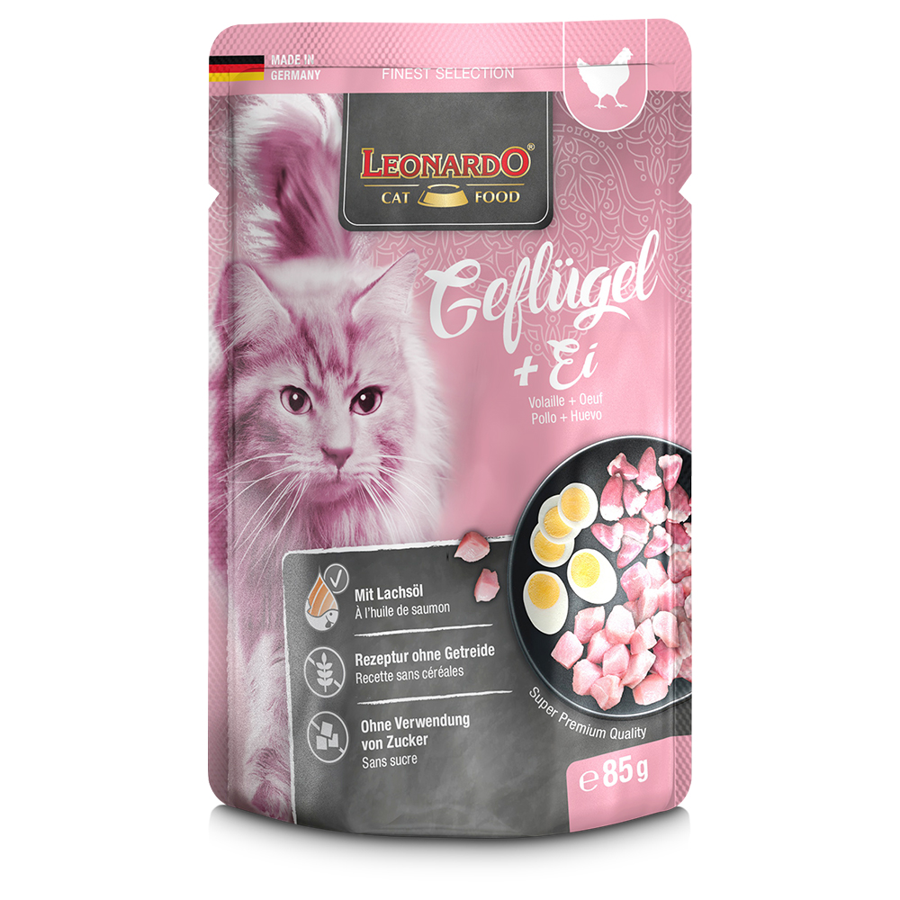 Sparpaket Leonardo Finest Selection Katzenfutter Pouch 32 x 85 g - Geflügel & Ei von Leonardo