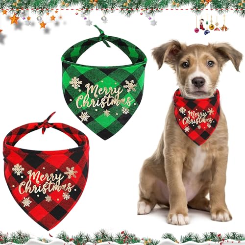 2 Stück Weihnachtshalstuch Hunde Zubehör, Süße Haustier-Hunde Halstuch, Dreieck Hunde Halstuch, Katze und Hund Halstuch, Hundehalstuch Personalisiert Schal Halstuch für Weihnachten Haustier Kostüm (B) von Leonshco