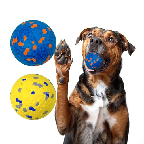 Lepawit 2 Stück Hundeball Hundespielzeug Ball,Hundespielzeug mit Unzerstörbar Gummi,Interaktives Wasserspielzeug für Kleine und Mittelgroße Hunde(Gelb+Blau) von Lepawit