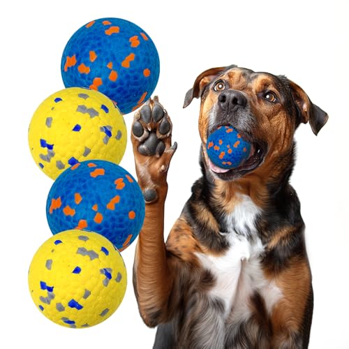 Lepawit 4 Stück Hundeball Hundespielzeug Ball, unzerstörbares hundespielzeug für Aggressiver Kauer, interaktiver spielball für kleine mittlere Und große Hunde - 7cm von Lepawit