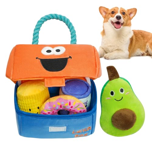 Lepawit Hide and Seek Hundespielzeug, Quietschendes interaktives Puzzle-Hundespielzeug für Langeweile und Stimulation, Hundeanreicherungsspielzeug mit Seil für kleine und mittelgroße Hunde - Lunchbox von Lepawit