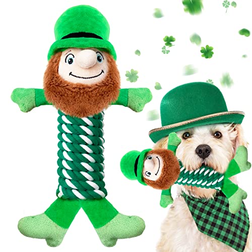 Lepawit St. Patrick's Day Hundespielzeug, grünes Hundespielzeug aus Seil, quietschend, Tauziehen, Zahnreinigung, St. Patrick's Day Geschenke für kleine, mittelgroße und große Hunde von Lepawit