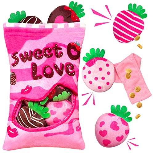 Lepawit Valentinstag Hundespielzeug Hide and Seek Hundespielzeug Interaktives Schnüffel und quietschendes Hundespielzeug mit 7 Erdbeeren - Leckerli-Puzzle für große, mittelgroße und kleine Hunde Lepawit Valentinstag Hundespielzeug Hide and Seek Hundespielzeug Interaktives Schnüffel und quietschendes Hundespielzeug mit 7 Erdbeeren - Leckerli-Puzzle für große, mittelgroße und kleine Hunde von Lepawit