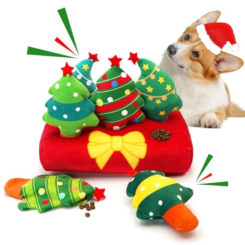 Lepawit Weihnachts-Hundespielzeug, interaktives Hide and Seek Hundespielzeug, Plüsch-Quietschspielzeug, Hundespielzeug für Langeweile und Stimulation, Hundespielzeug zur Anreicherung von Welpen und von Lepawit