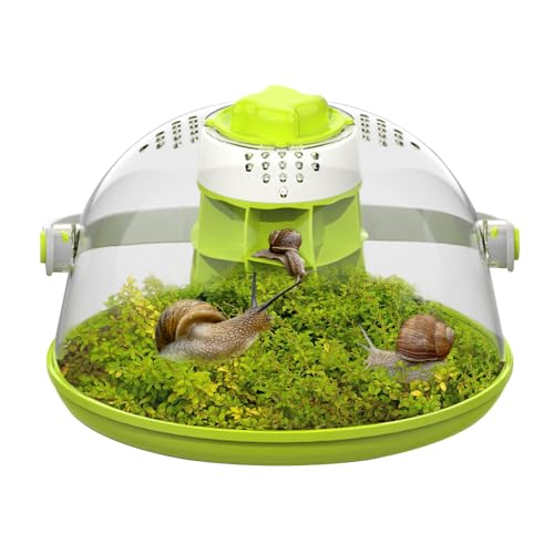 Schneckenterrarien Zuchtbox Rund Schneckenlebensraum Starter Terrarium Kit Transparente Schneckenfutterbox Ideal für Schnecken, Käfer, Spinnen und Kleine Reptilien von LepiBat Gems