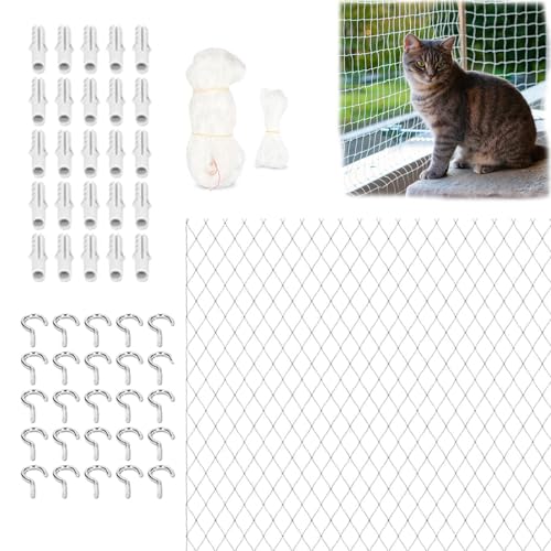 Katzennetz Transparent Balcony, Katzennetz, Katzenschutznetz aus Transparentem Nylon, katzengitter Balkon, 3x4m, katzennetz für Balkon Ohne Bohren, katzennetz Drahtverstärkt, für Balkon,Terrasse von Lepidi