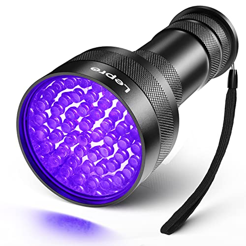 Lepro UV Schwarzlicht Taschenlampe mit 51 LEDs, UV Lampe HD51 Haustiere Urin-Detektor Ultraviolettes Licht mit 395nm für Eingetrocknete Flecken Ihrer Hunde, Katzen und Nagetiere auf Teppichen von Lepro