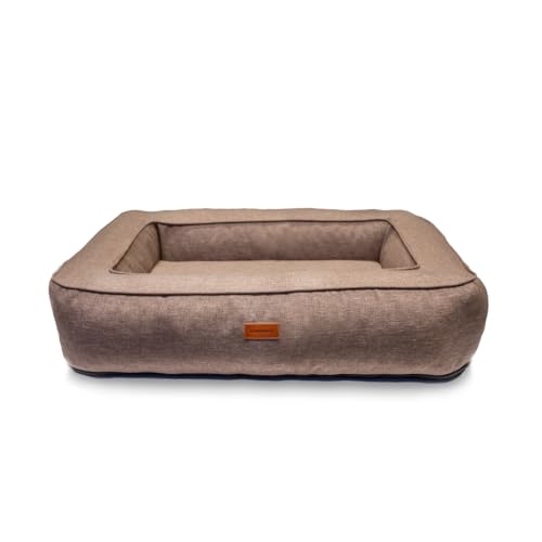 Lepuspet Rio Orthopedic Hundebett, Waschbar, rutschfest Hundekorb mit Memory Visco-Kissen für Winter und Sommer, ideal für große Hunde bis 25 kg (M 80x55x17 cm), braun von Lepuspet