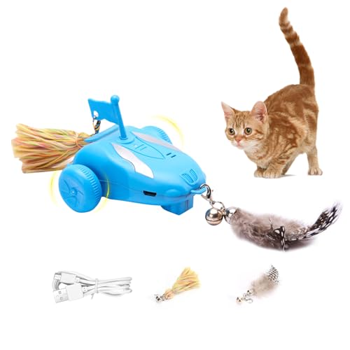 Lergas Katzenspielzeug, Interaktives Katzenspielzeug Elektrisch, Katzenspielzeug mit blinkenden Lichtern und Geräuschen, Intelligenz Katzen Spielzeug USB Aufladbar (Blau) von Lergas