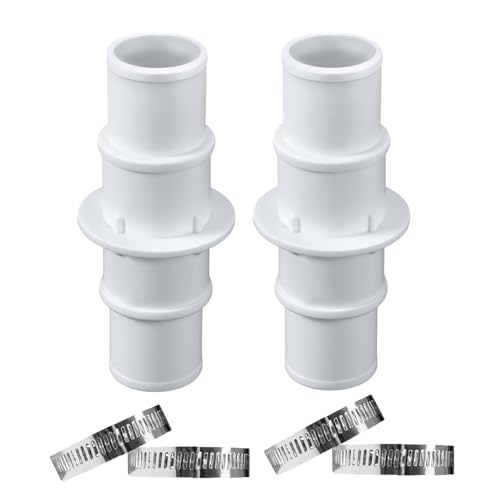 Lergas Schlauchverbinder, Pool Schlauchverbinder 32mm auf 38mm Ø Set mit Schlauchschellen, Pool Schlauchadapter, Doppelschlauchtülle, Poolschlauch Zubehör (2 Set) von Lergas